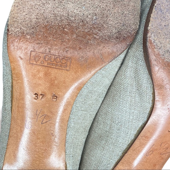 Gucci Vintage Authentic Neutral Blocky Suede Trim Square Toe Block Heels 39 - Picture 9 of 15